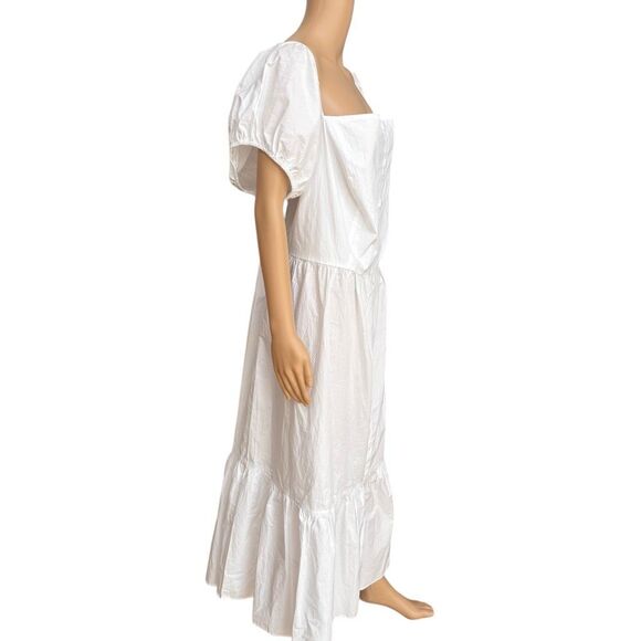 Eloquii 100% cotton square neck button front tiered dress size 28 NWT - Picture 2 of 9